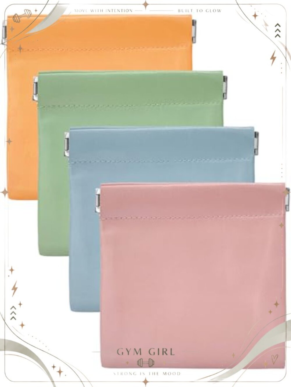 4 Pc Mini Lambskin Makeup Bag Set Leather Cosmetic Pouch for Purse Travel